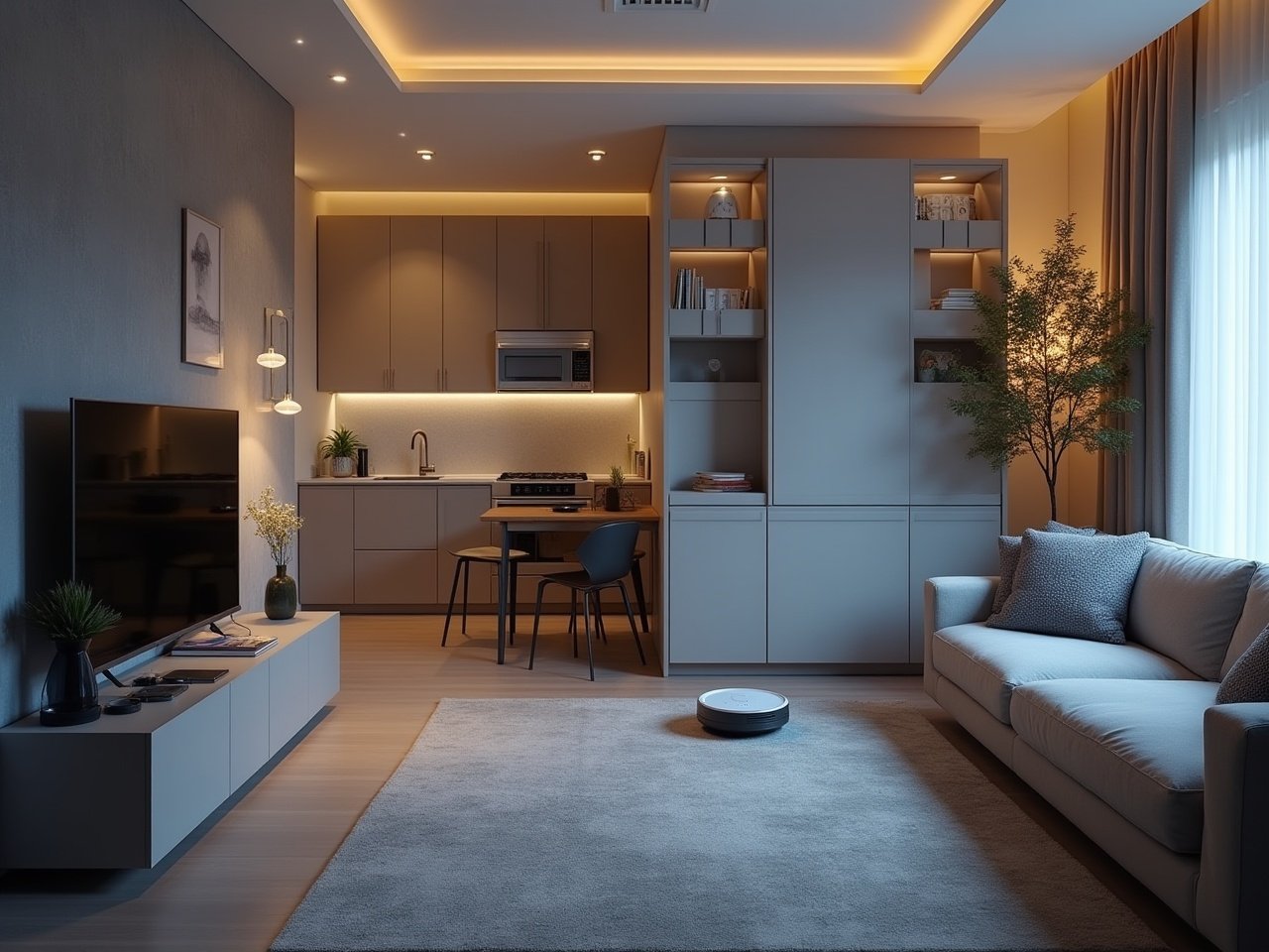 CES 2026 home tech display featuring smart appliances, robot vacuum, and connected smart home gadgets