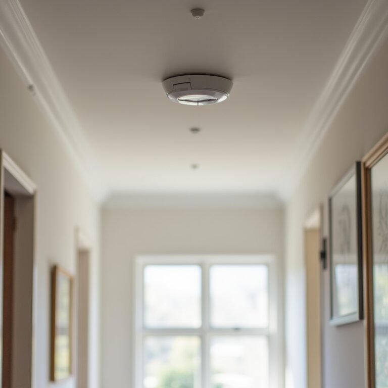 Smoke and Carbon Monoxide Detectors,Combination smoke and carbon monoxide alarm installed on a ceiling for home safety
